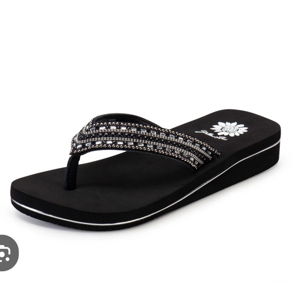 Yellow Box Black Rhinestone Sandals - Picture 4 of 4